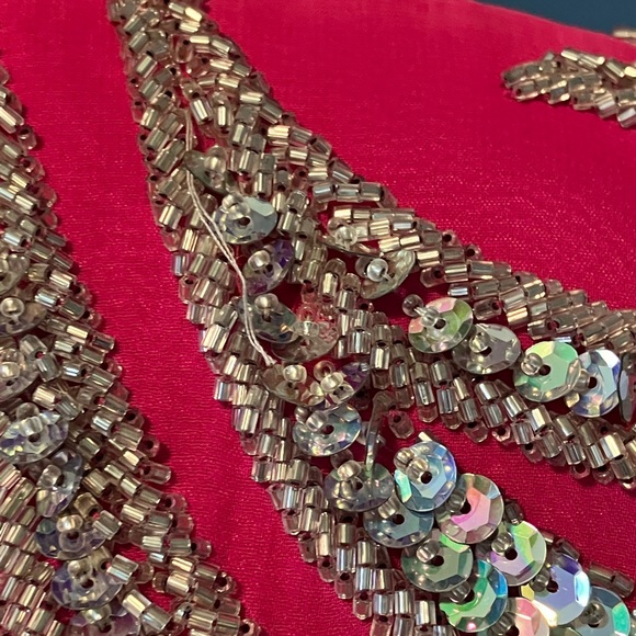 Vintage NWT Alyce Designs Fuschia Pink with Silver Sequins Full Length Dress - Picture 12 of 16